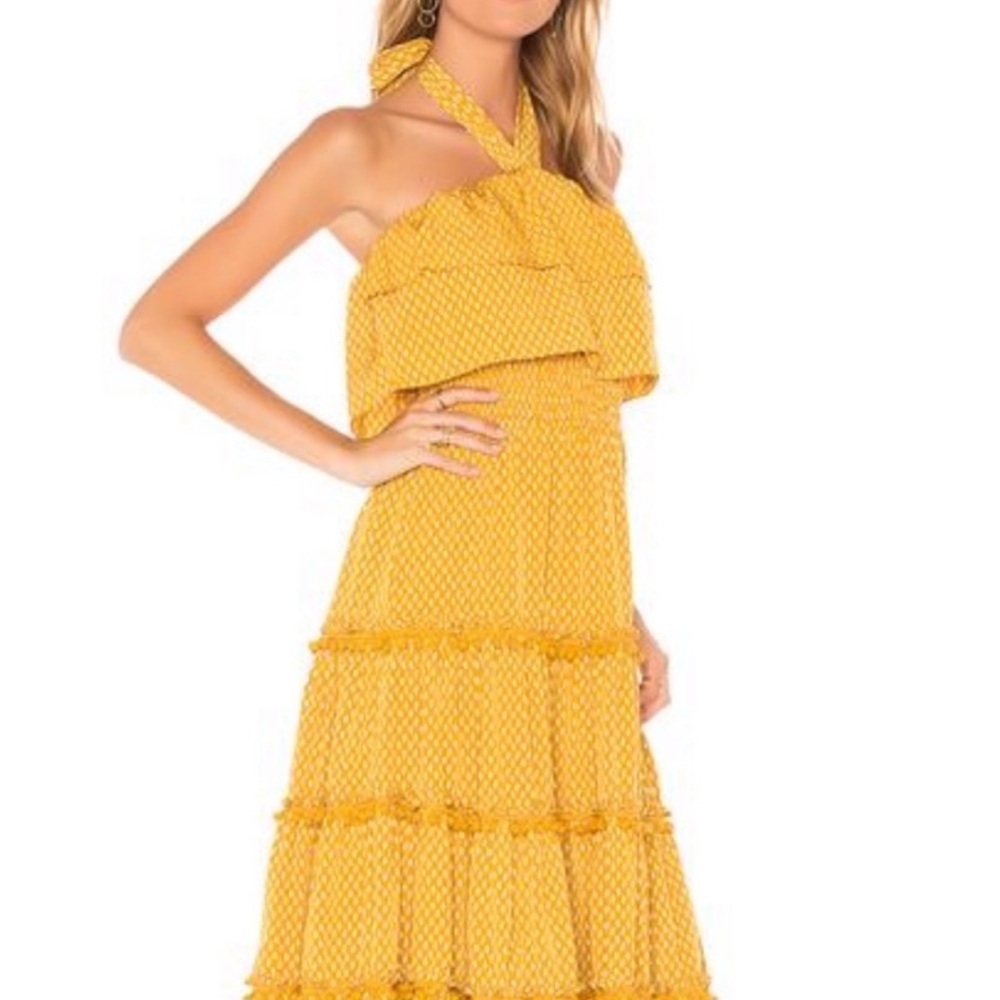 Misa Los Angeles mustard midi dress